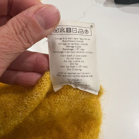 Sézane Paco sweater angora blend button back shirt sleeve yellow gold medium - Picture 10 of 13